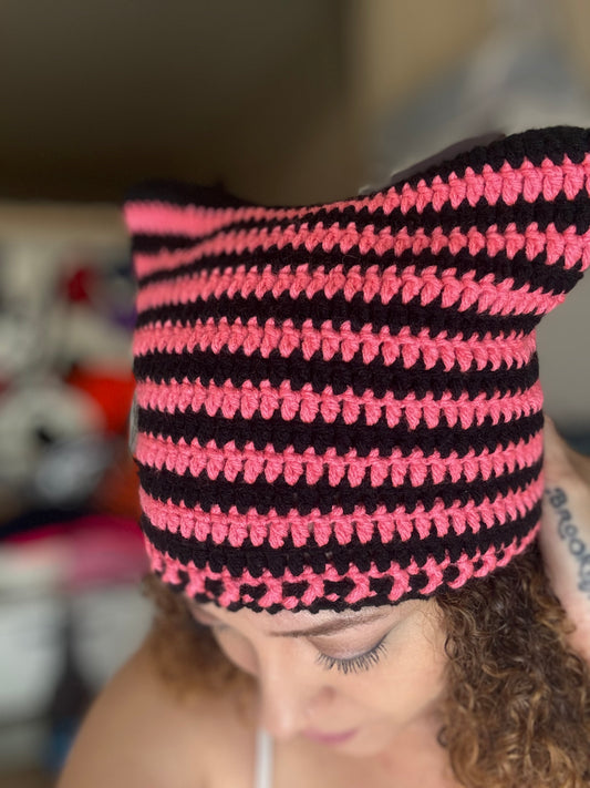 Stripe Cat Ear Beanie