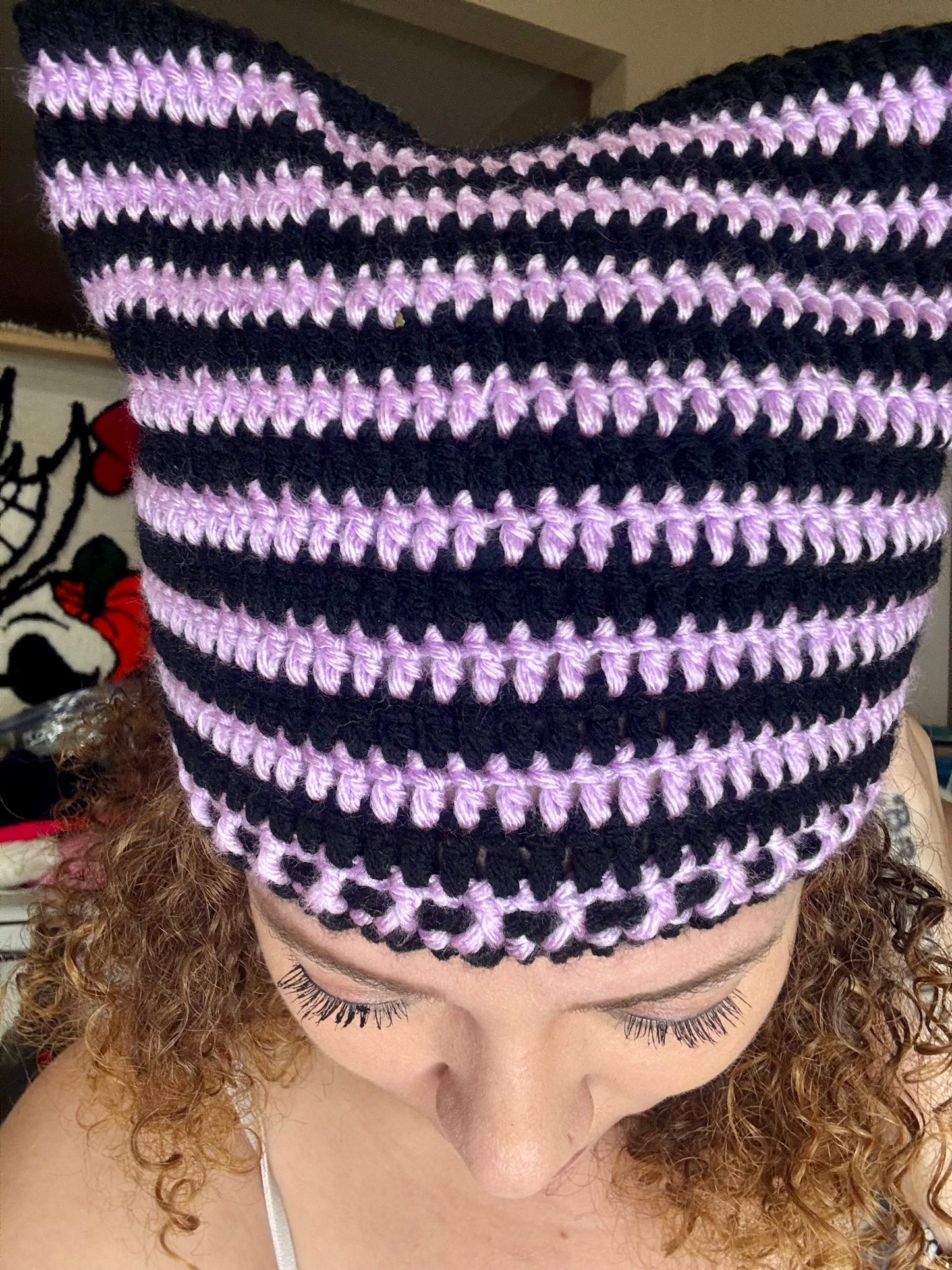 Stripe Cat Ear Beanie