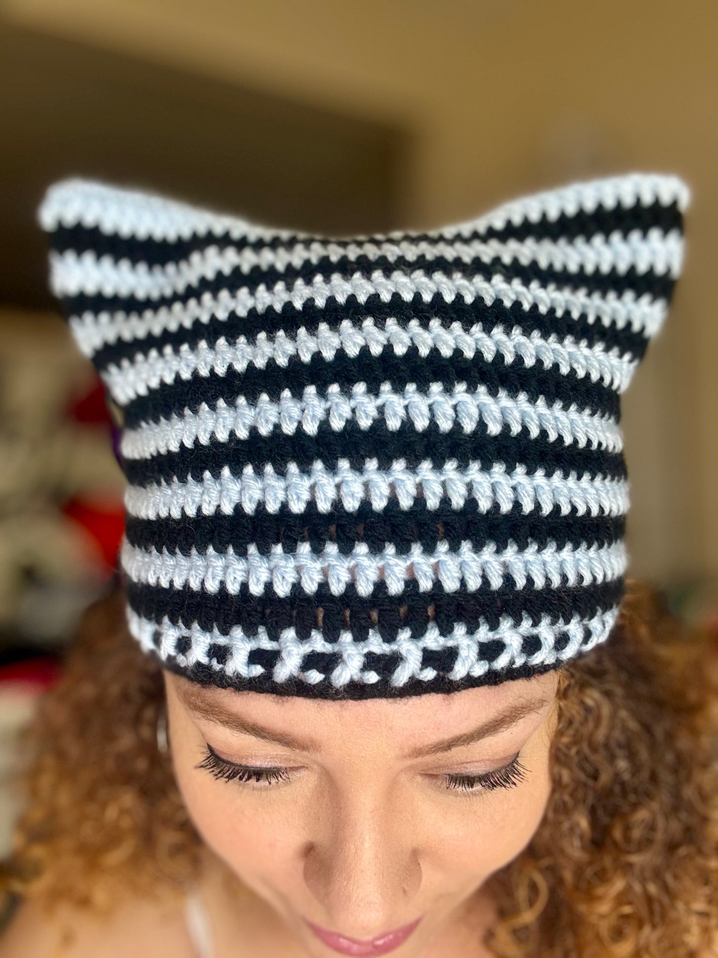 Stripe Cat Ear Beanie