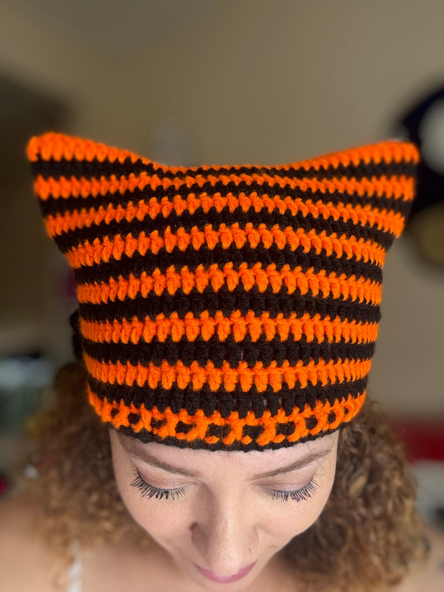 Stripe Cat Ear Beanie