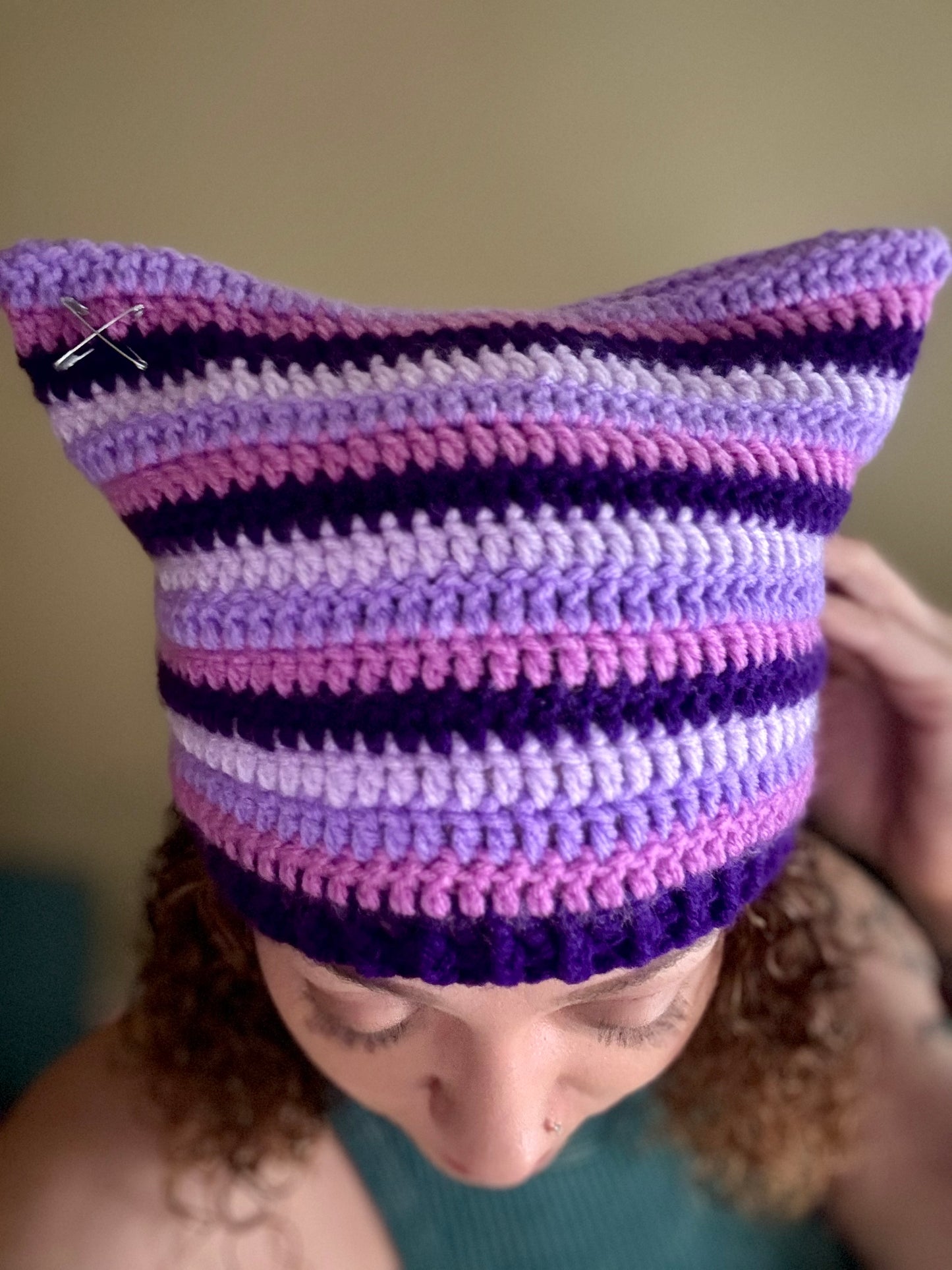 Purple Love Cat Beanie