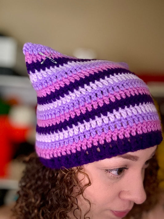 Purple Love Cat Beanie